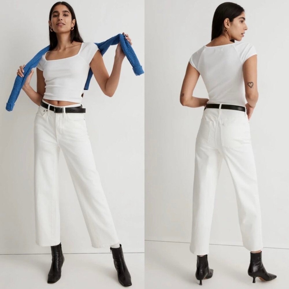 madewell ne085 perfect vintage wide leg crop jean tile‎ white women 33 tall T33